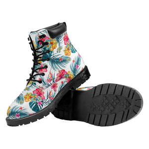 Aloha Hawaii Floral Pattern Print Work Boots