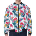 Aloha Hawaii Floral Pattern Print Zip Sleeve Bomber Jacket