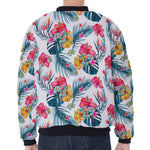 Aloha Hawaii Floral Pattern Print Zip Sleeve Bomber Jacket