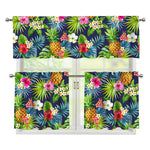 Aloha Hawaii Tropical Pattern Print 3 Piece Kitchen Curtains