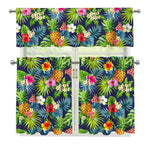 Aloha Hawaii Tropical Pattern Print 3 Piece Kitchen Curtains