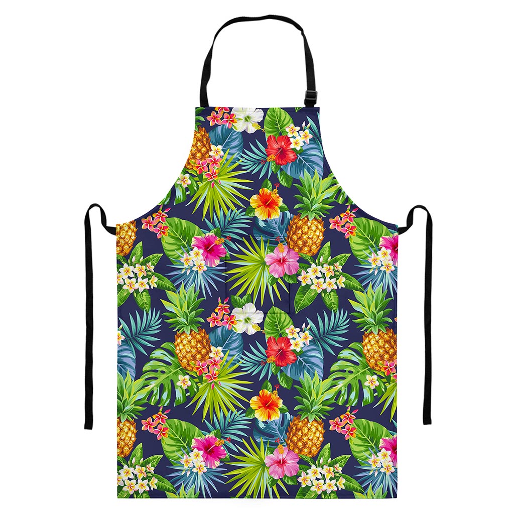 Aloha Hawaii Tropical Pattern Print Bib Apron With Pocket