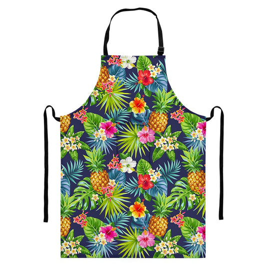 Aloha Hawaii Tropical Pattern Print Bib Apron With Pocket