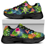 Aloha Hawaii Tropical Pattern Print Black Chunky Shoes