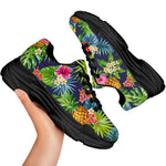 Aloha Hawaii Tropical Pattern Print Black Chunky Shoes