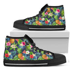 Aloha Hawaii Tropical Pattern Print Black High Top Sneakers