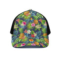 Aloha Hawaii Tropical Pattern Print Black Mesh Trucker Hat