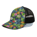 Aloha Hawaii Tropical Pattern Print Black Mesh Trucker Cap