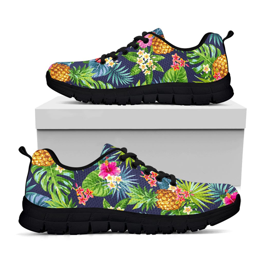 Aloha Hawaii Tropical Pattern Print Black Running Shoes