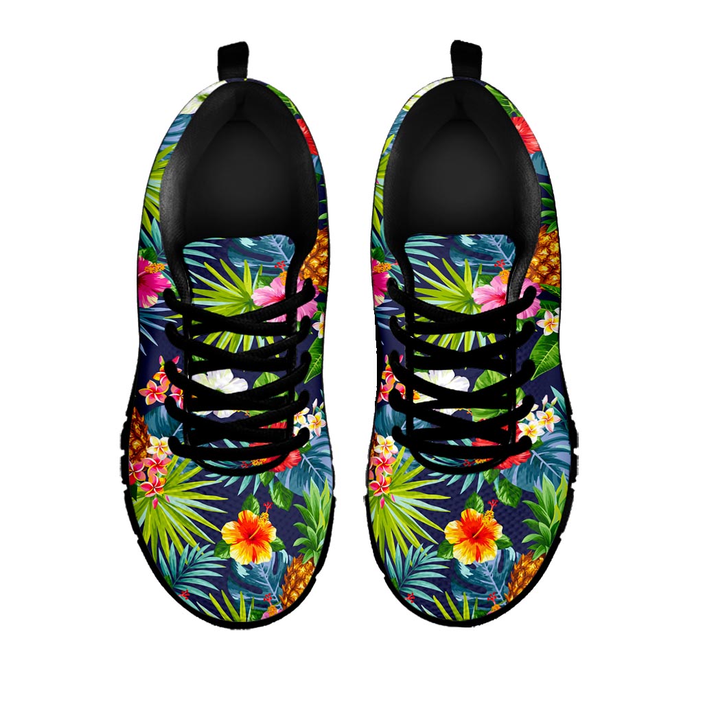 Aloha Hawaii Tropical Pattern Print Black Running Shoes