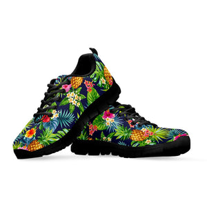 Aloha Hawaii Tropical Pattern Print Black Running Shoes