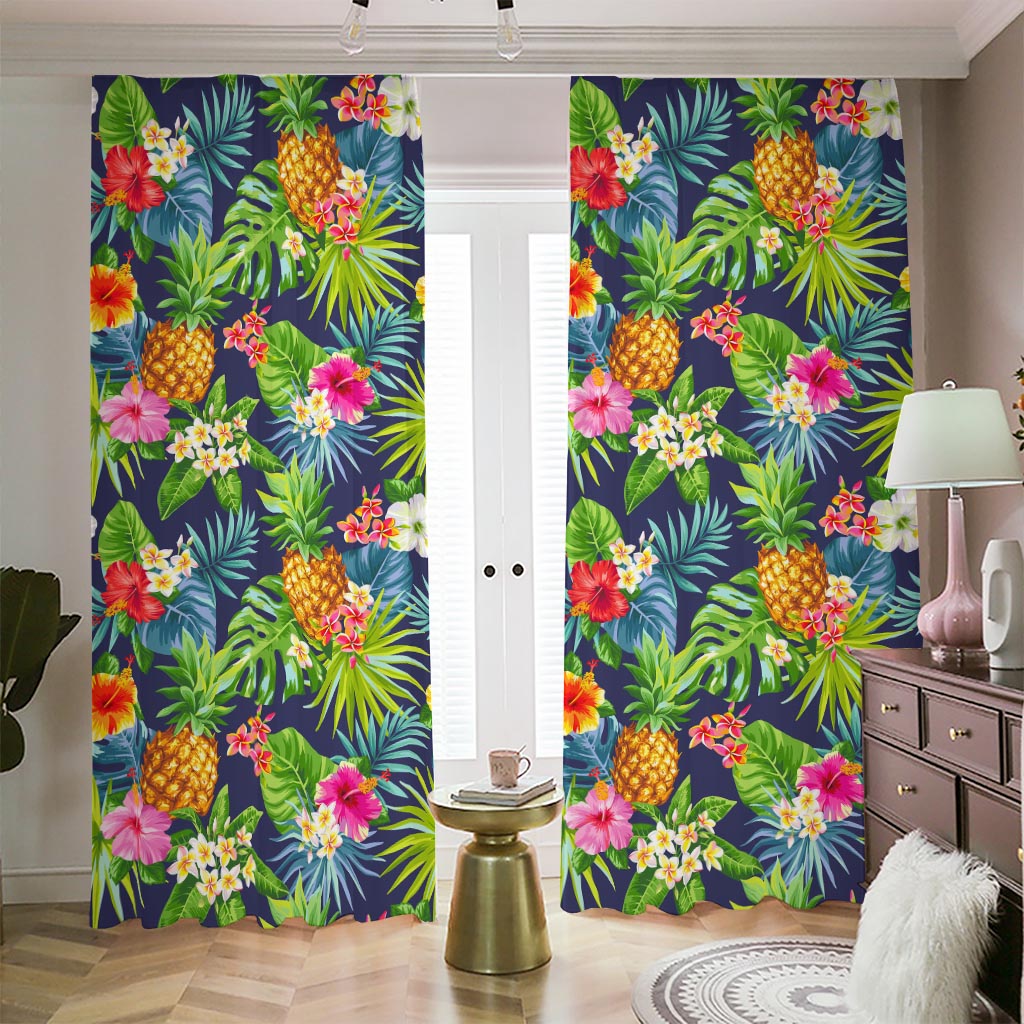 Aloha Hawaii Tropical Pattern Print Blackout Pencil Pleat Curtains