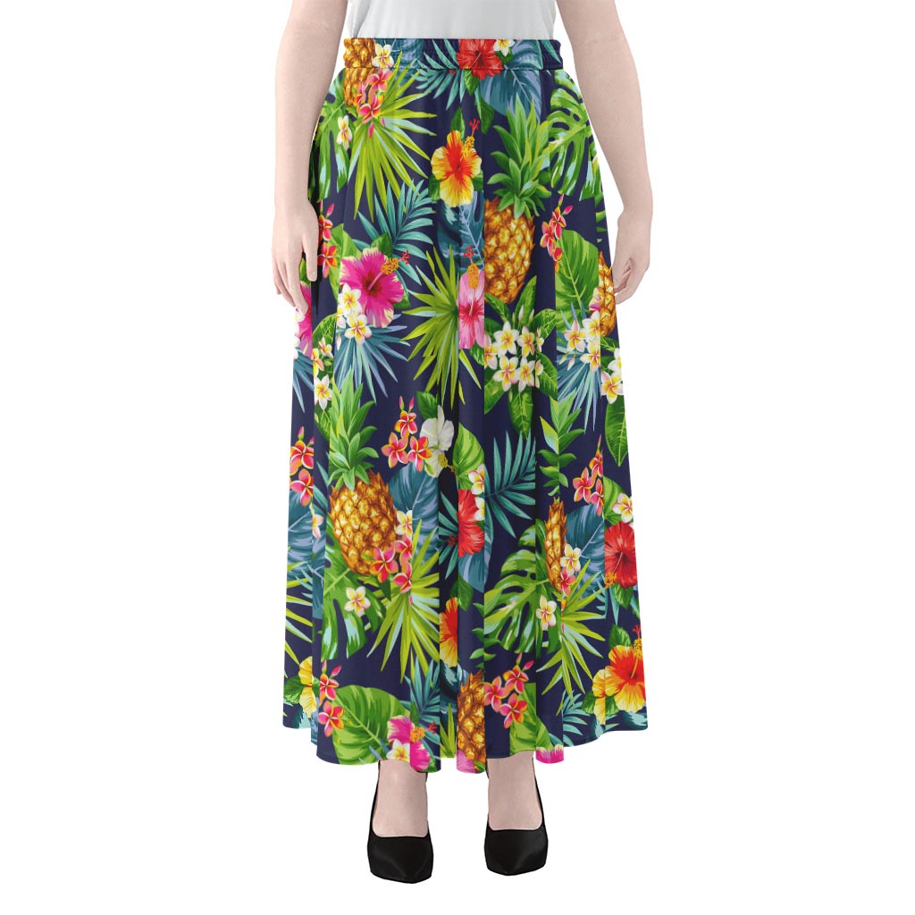 Aloha Hawaii Tropical Pattern Print Chiffon Maxi Skirt