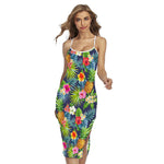Aloha Hawaii Tropical Pattern Print Cross Back Cami Dress