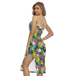 Aloha Hawaii Tropical Pattern Print Cross Back Cami Dress