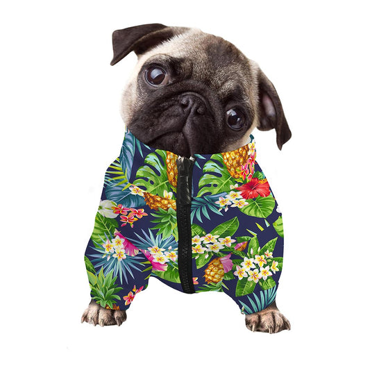 Aloha Hawaii Tropical Pattern Print Dog Zip Up Jacket