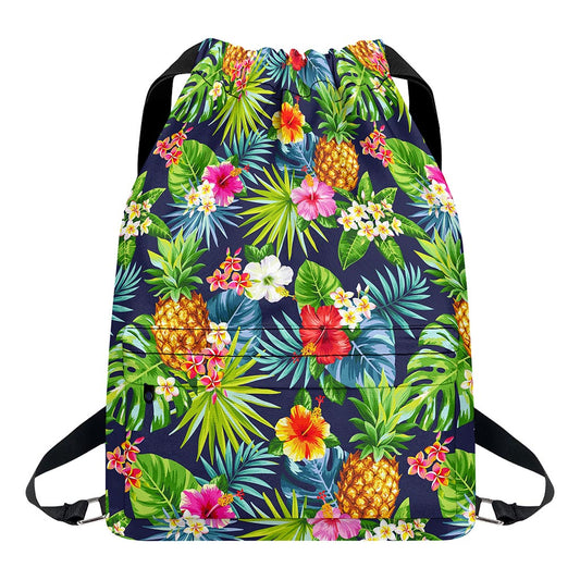 Aloha Hawaii Tropical Pattern Print Drawstring Backpack