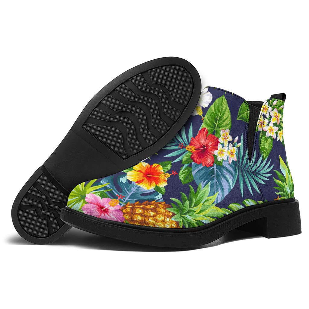 Aloha Hawaii Tropical Pattern Print Flat Ankle Boots