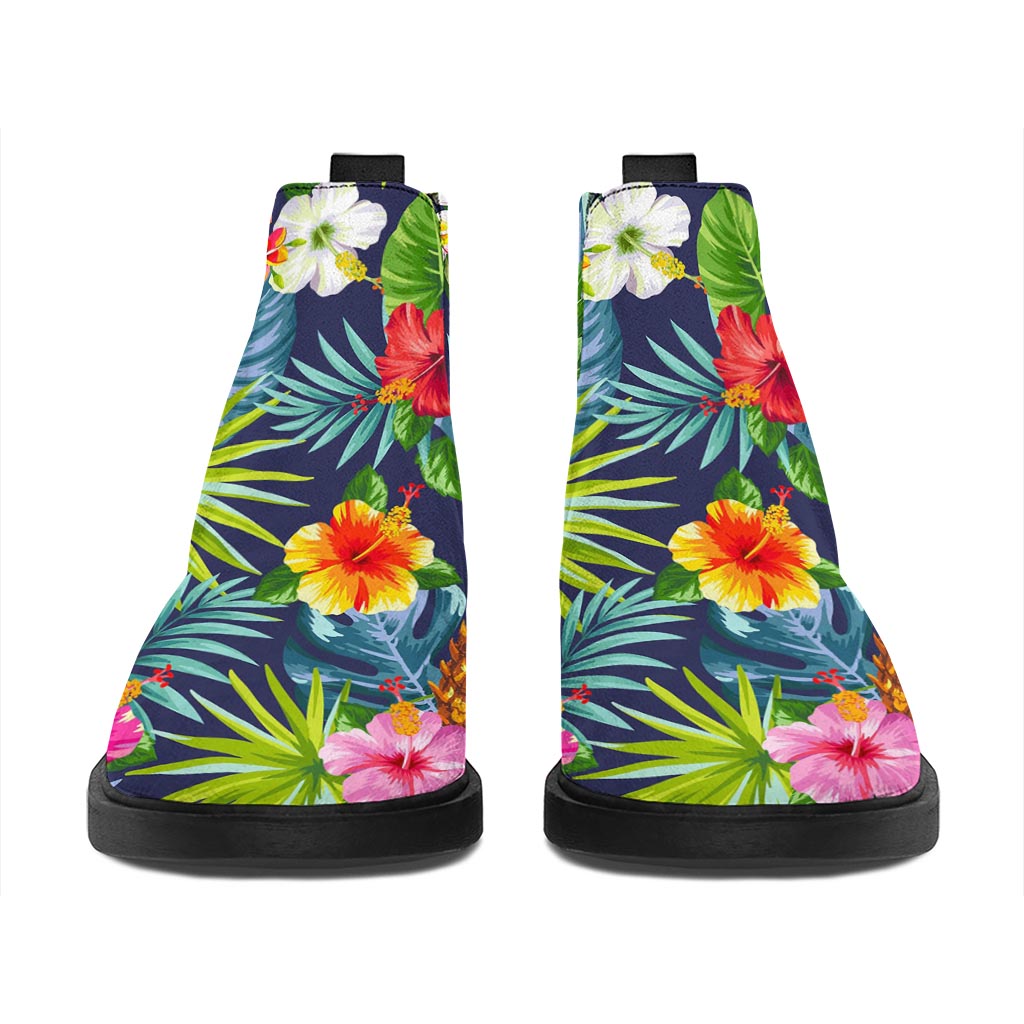 Aloha Hawaii Tropical Pattern Print Flat Ankle Boots