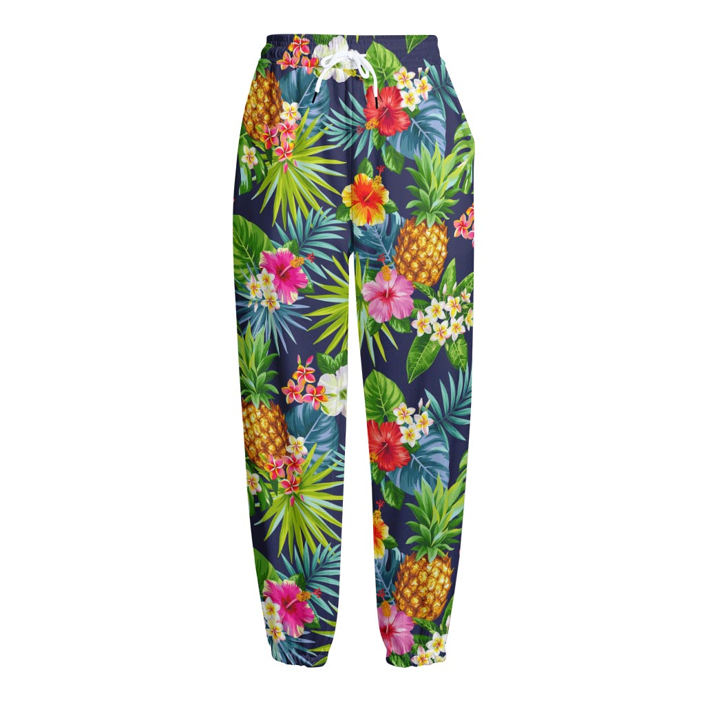 Aloha Hawaii Tropical Pattern Print Fleece Lined Knit Pants