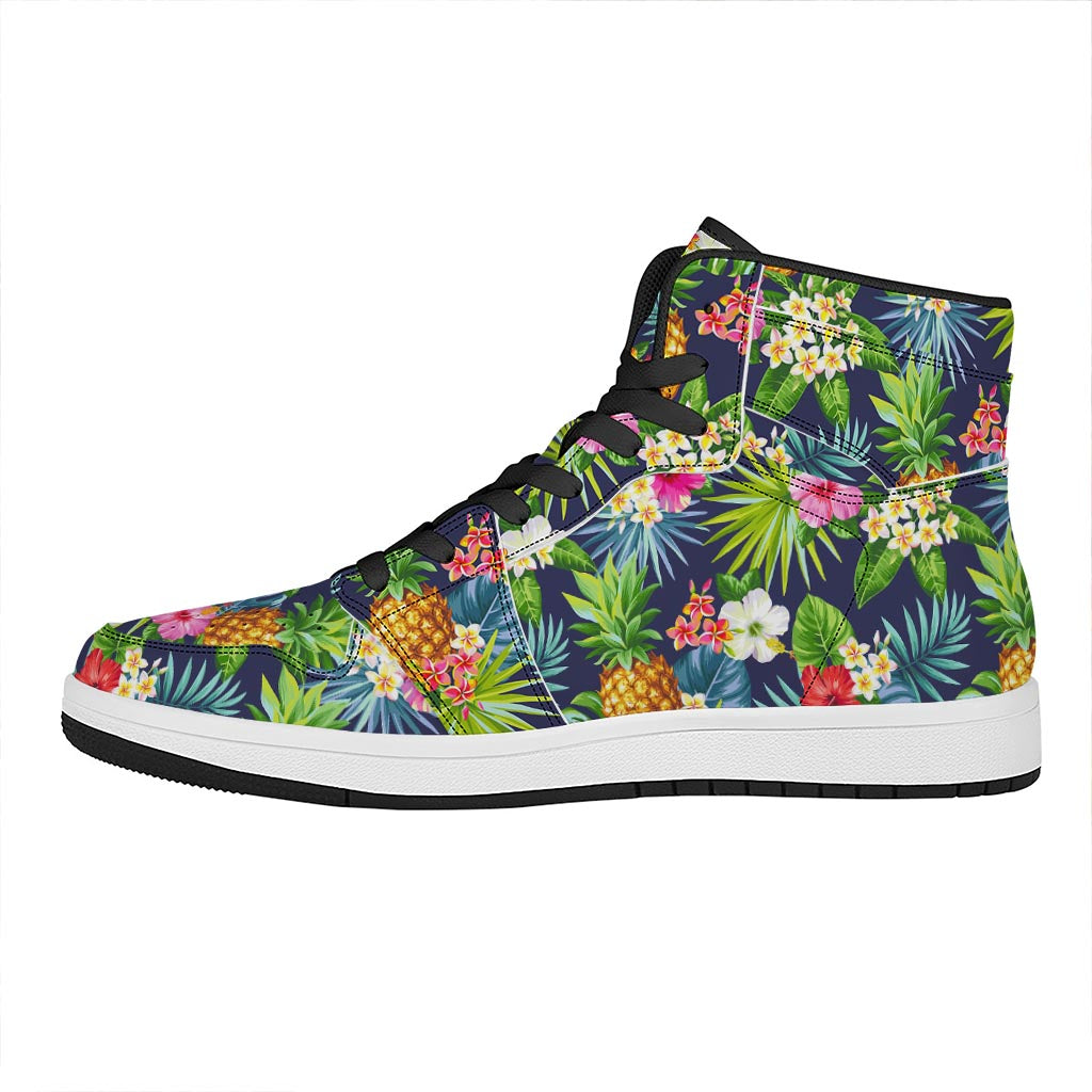 Aloha Hawaii Tropical Pattern Print High Top Leather Sneakers