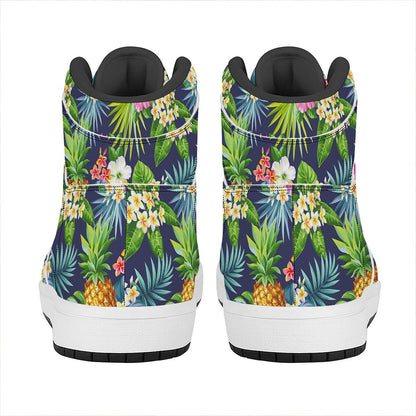 Aloha Hawaii Tropical Pattern Print High Top Leather Sneakers
