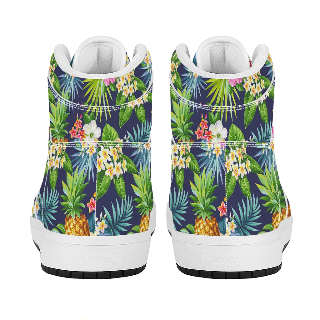 Aloha Hawaii Tropical Pattern Print High Top Leather Sneakers
