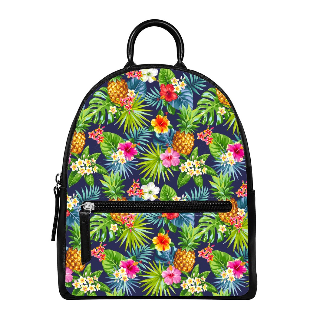 Aloha Hawaii Tropical Pattern Print Leather Backpack