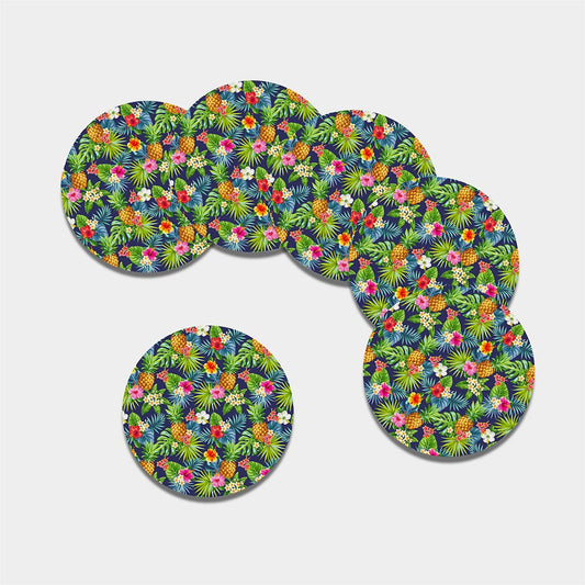 Aloha Hawaii Tropical Pattern Print Leather Coaster Set