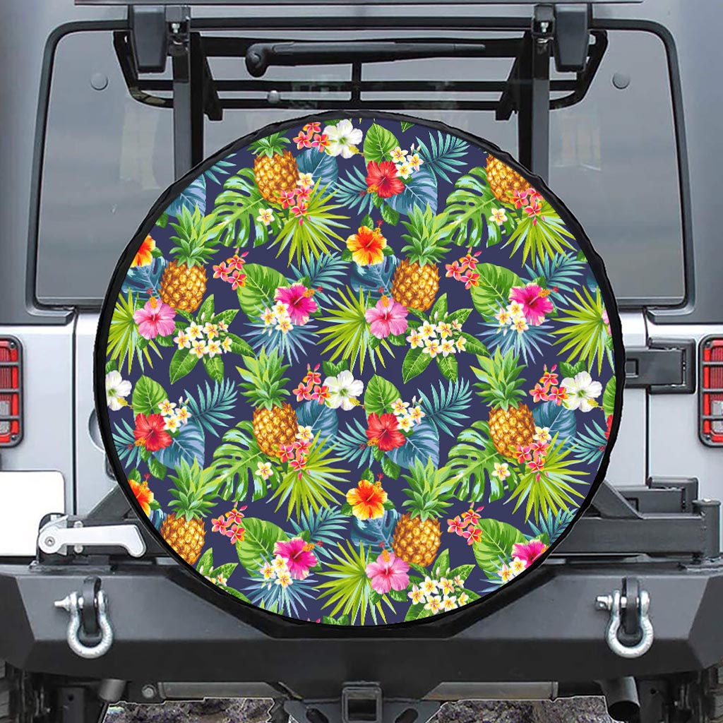 Aloha Hawaii Tropical Pattern Print Leather Spare Tire Cover