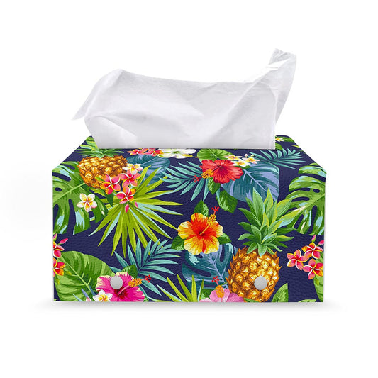 Aloha Hawaii Tropical Pattern Print Leather Tissue Box Cover