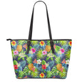 Aloha Hawaii Tropical Pattern Print Leather Tote Bag With Zipper