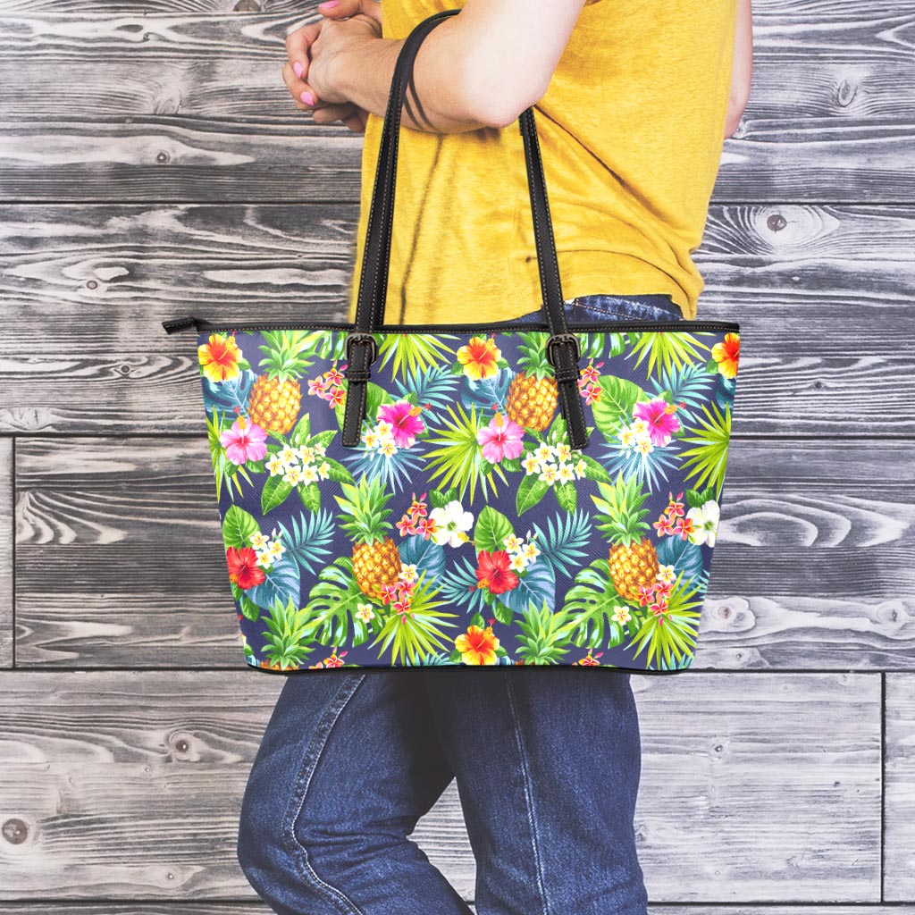 Aloha Hawaii Tropical Pattern Print Leather Tote Bag