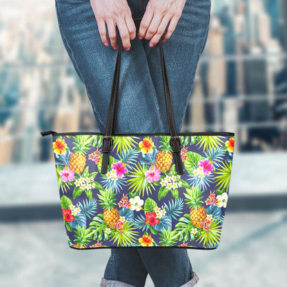 Aloha Hawaii Tropical Pattern Print Leather Tote Bag