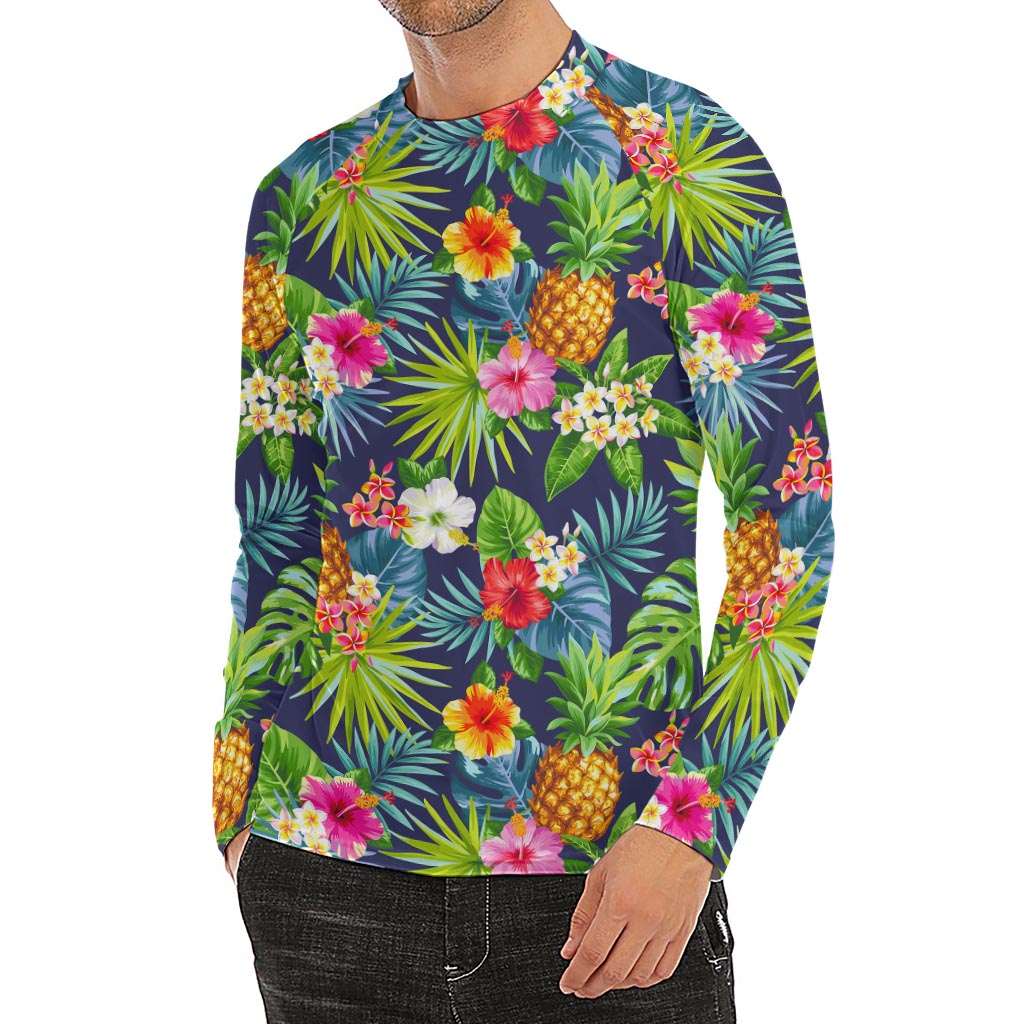Aloha Hawaii Tropical Pattern Print Men's Long Sleeve Rash Guard