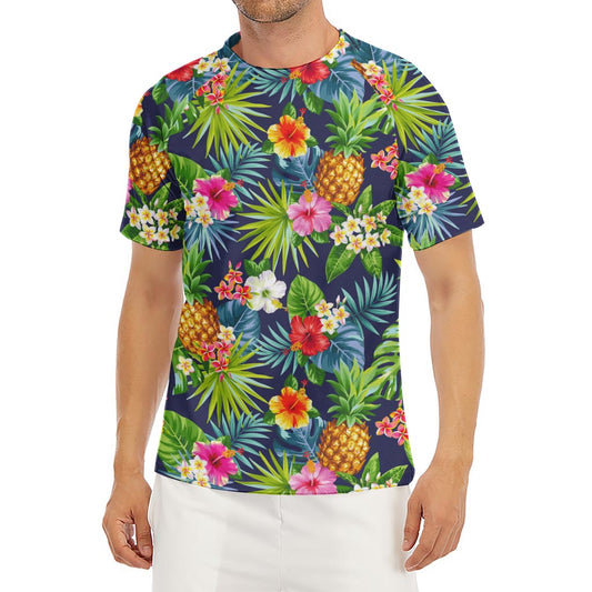 Aloha Hawaii Tropical Pattern Print Men's Short Sleeve Rash Guard