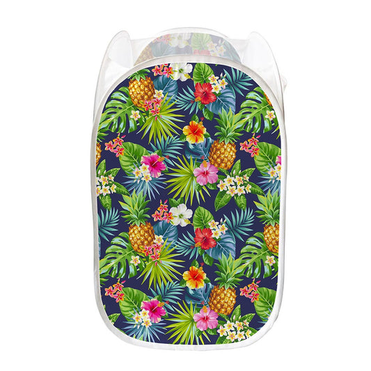 Aloha Hawaii Tropical Pattern Print Mesh Laundry Hamper