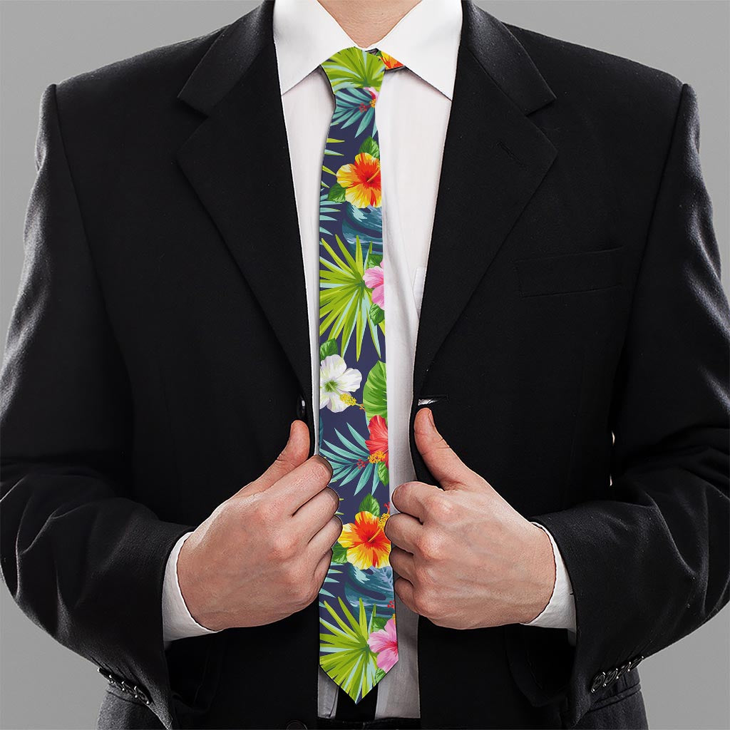 Aloha Hawaii Tropical Pattern Print Necktie