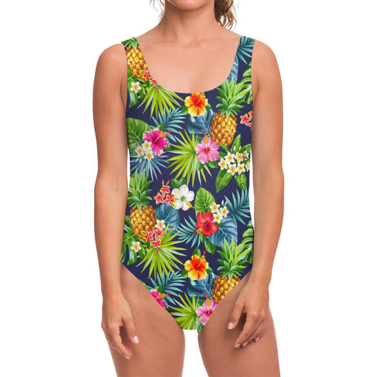 Aloha Hawaii Tropical Pattern Print One Piece Swimsuit