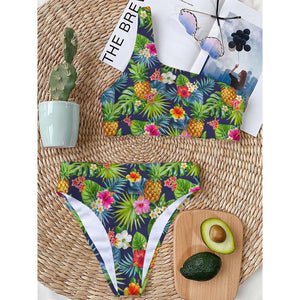 Aloha Hawaii Tropical Pattern Print One Shoulder Bikini Top