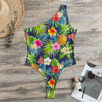 Aloha Hawaii Tropical Pattern Print One Shoulder Bodysuit