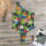 Aloha Hawaii Tropical Pattern Print One Shoulder Bodysuit