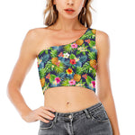 Aloha Hawaii Tropical Pattern Print One Shoulder Crop Top