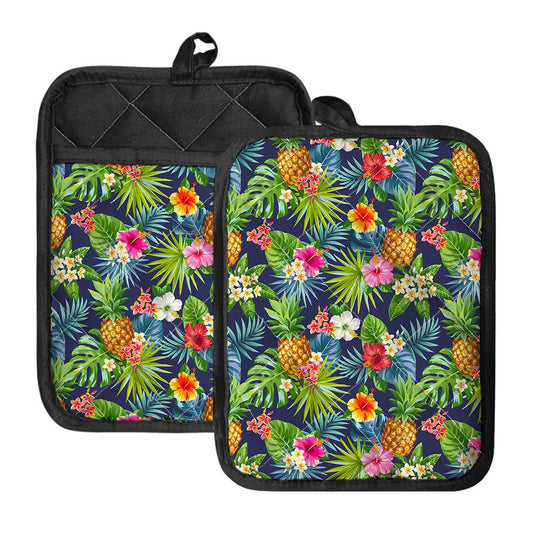 Aloha Hawaii Tropical Pattern Print Pot Holders With Pocket