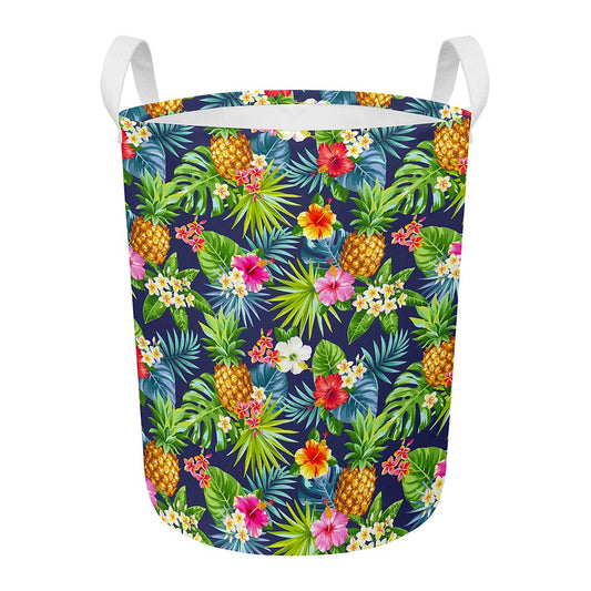 Aloha Hawaii Tropical Pattern Print Round Laundry Basket