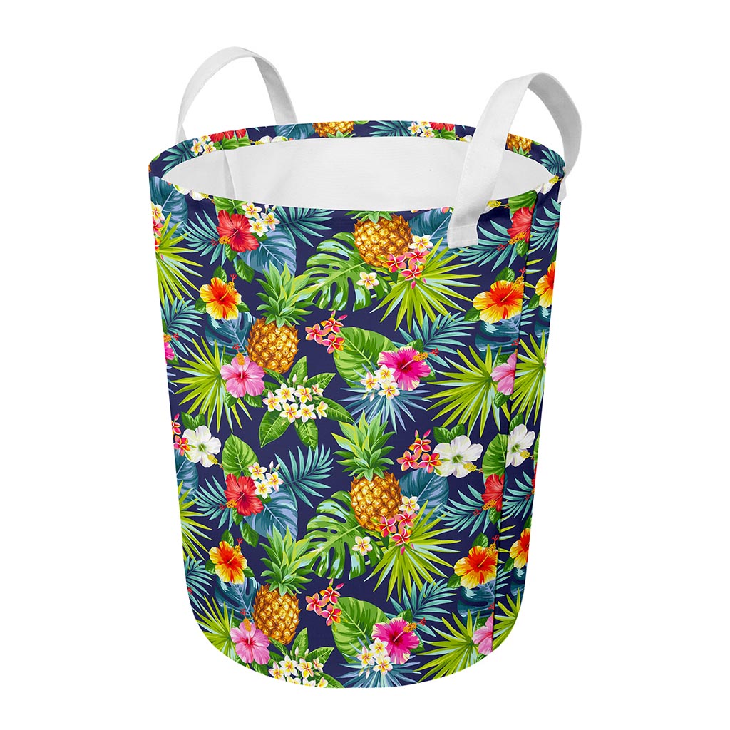 Aloha Hawaii Tropical Pattern Print Round Laundry Basket