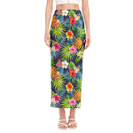 Aloha Hawaii Tropical Pattern Print Side Slit Maxi Skirt