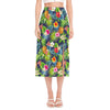 Aloha Hawaii Tropical Pattern Print Side Slit Midi Skirt