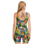 Aloha Hawaii Tropical Pattern Print Sleeveless One Piece Swimsuit