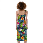 Aloha Hawaii Tropical Pattern Print Slim Fit Midi Cami Dress
